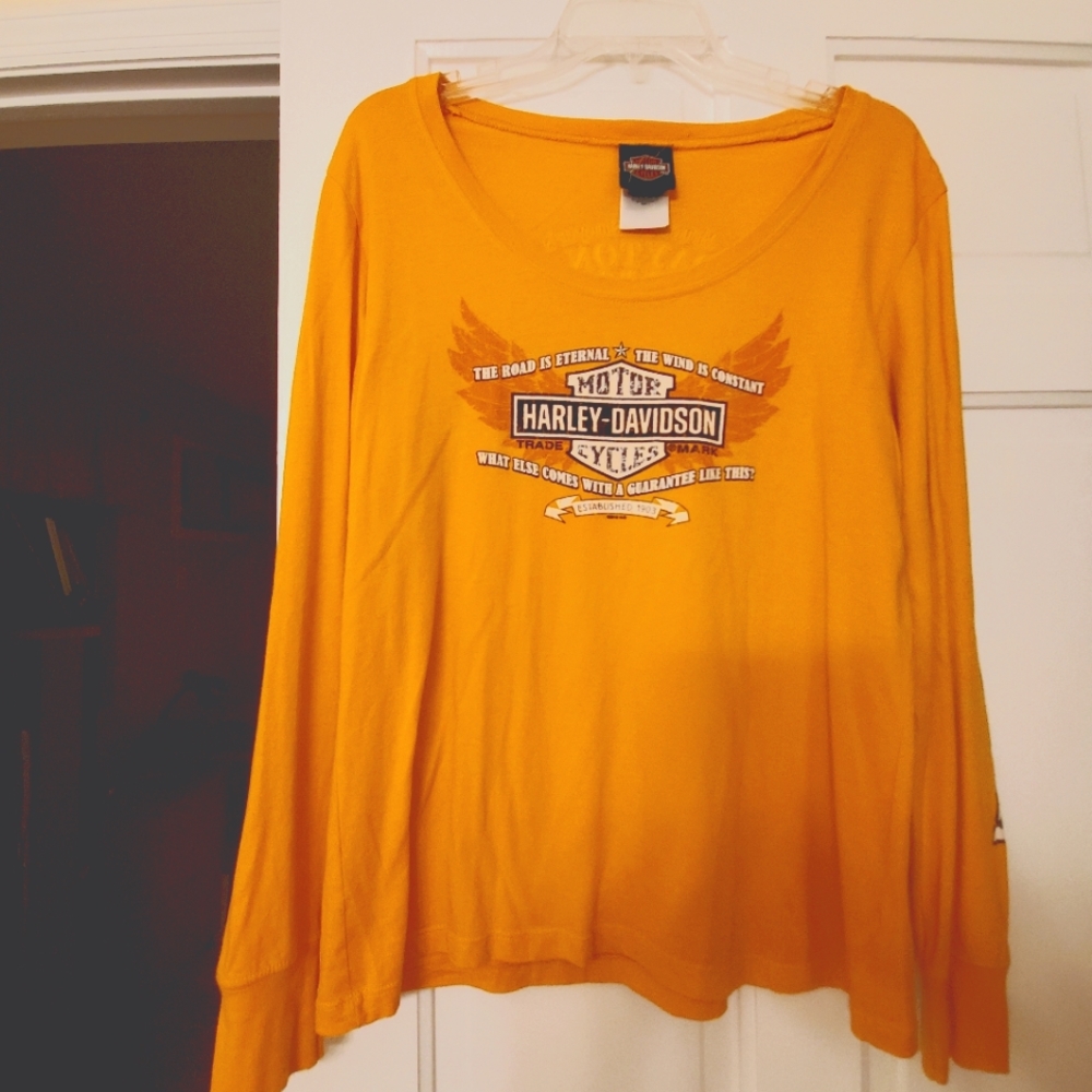 Harley Davidson Long Sleeve Yellow Shirt
